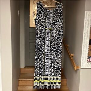 2/6  Ruby Rd. Animal print maxi dress with waist embellishments 2X